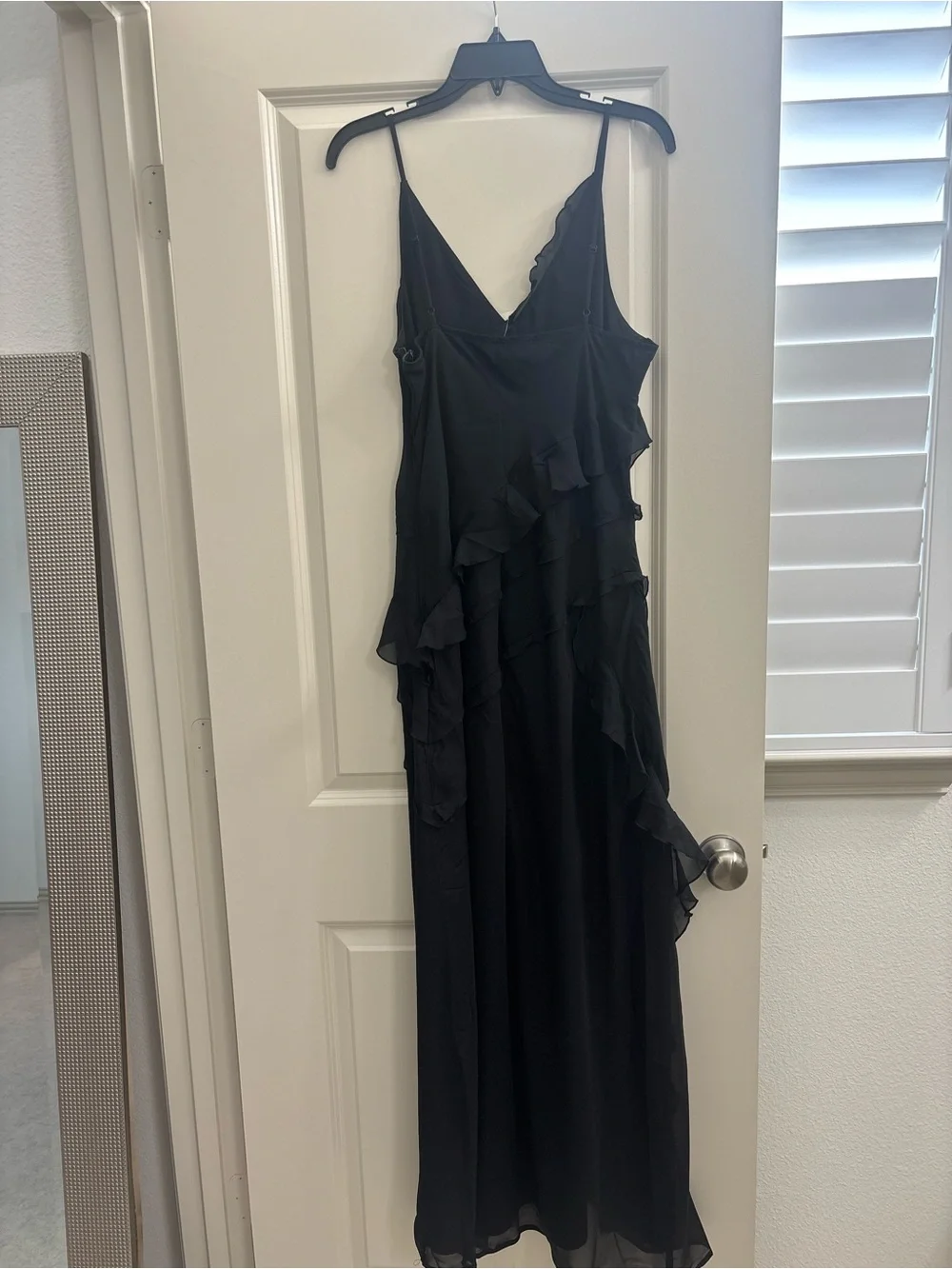 Abercrombie & Fitch Black Ruffle-Trim Slip Maxi Dress
